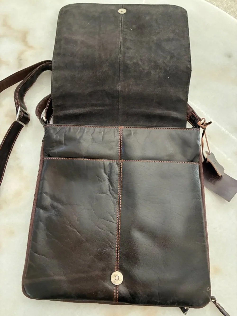 Rosme Genuine Cowhide Leather Crossbody Bag (Art. 4913) Dark Brown (NWT)